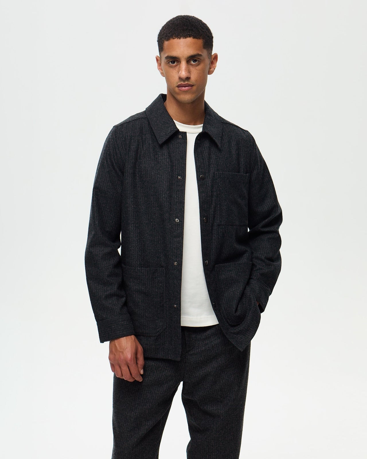 LEONARD Striped Jacket – Grey
