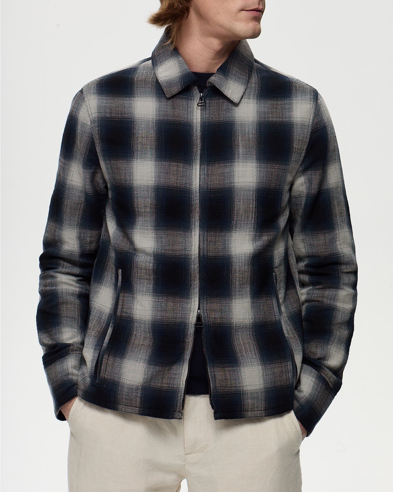 HITCHCOCK Jacket Windowpane Check - Clay/Navy